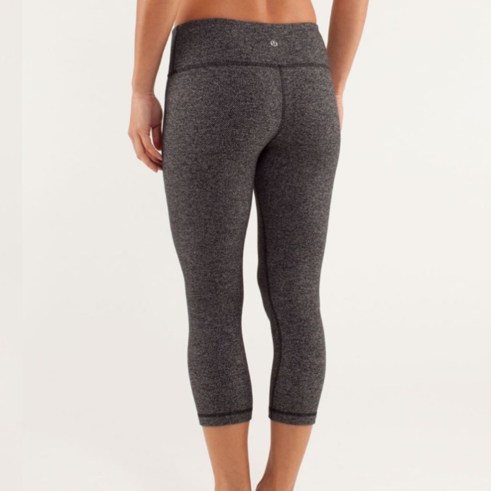 Lululemon Wunder Under Crop Herringbone Black/Black